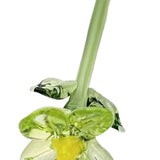 Maxbell Mini Glass Flower Creative Floral Figurine for Women Girls Mother's Day Room Green