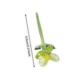 Maxbell Mini Glass Flower Creative Floral Figurine for Women Girls Mother's Day Room Green