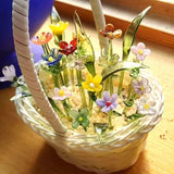Maxbell Mini Glass Flower Creative Floral Figurine for Women Girls Mother's Day Room Green