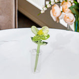 Maxbell Mini Glass Flower Creative Floral Figurine for Women Girls Mother's Day Room Green