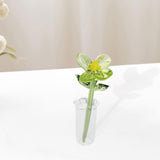 Maxbell Mini Glass Flower Creative Floral Figurine for Women Girls Mother's Day Room Green