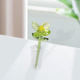 Maxbell Mini Glass Flower Creative Floral Figurine for Women Girls Mother's Day Room Green
