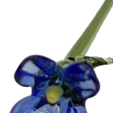 Maxbell Mini Glass Flower Creative Floral Figurine for Women Girls Mother's Day Room Deep Blue