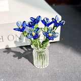 Maxbell Mini Glass Flower Creative Floral Figurine for Women Girls Mother's Day Room Deep Blue