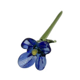 Maxbell Mini Glass Flower Creative Floral Figurine for Women Girls Mother's Day Room Deep Blue