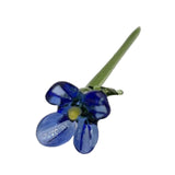 Maxbell Mini Glass Flower Creative Floral Figurine for Women Girls Mother's Day Room Deep Blue