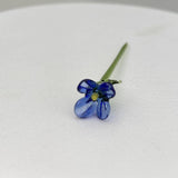Maxbell Mini Glass Flower Creative Floral Figurine for Women Girls Mother's Day Room Deep Blue