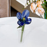 Maxbell Mini Glass Flower Creative Floral Figurine for Women Girls Mother's Day Room Deep Blue