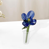Maxbell Mini Glass Flower Creative Floral Figurine for Women Girls Mother's Day Room Deep Blue