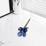Maxbell Mini Glass Flower Creative Floral Figurine for Women Girls Mother's Day Room Deep Blue