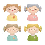 Maxbell Girl Flower Pot Decors Indoor Plants Resin Statue for Office Kitchen Desktop Yellow Clothes