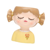 Maxbell Girl Flower Pot Decors Indoor Plants Resin Statue for Office Kitchen Desktop Yellow Clothes