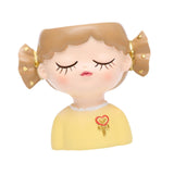 Maxbell Girl Flower Pot Decors Indoor Plants Resin Statue for Office Kitchen Desktop Yellow Clothes