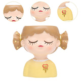 Maxbell Girl Flower Pot Decors Indoor Plants Resin Statue for Office Kitchen Desktop Yellow Clothes