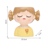 Maxbell Girl Flower Pot Decors Indoor Plants Resin Statue for Office Kitchen Desktop Yellow Clothes
