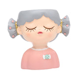 Maxbell Girl Flower Pot Decors Indoor Plants Resin Statue for Office Kitchen Desktop Pink Clothes