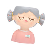 Maxbell Girl Flower Pot Decors Indoor Plants Resin Statue for Office Kitchen Desktop Pink Clothes