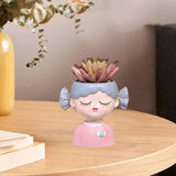 Maxbell Girl Flower Pot Decors Indoor Plants Resin Statue for Office Kitchen Desktop Pink Clothes