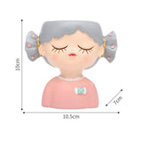 Maxbell Girl Flower Pot Decors Indoor Plants Resin Statue for Office Kitchen Desktop Pink Clothes