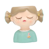 Maxbell Girl Flower Pot Decors Indoor Plants Resin Statue for Office Kitchen Desktop Blue Clothes