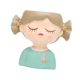 Maxbell Girl Flower Pot Decors Indoor Plants Resin Statue for Office Kitchen Desktop Blue Clothes