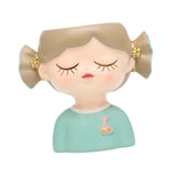 Maxbell Girl Flower Pot Decors Indoor Plants Resin Statue for Office Kitchen Desktop Blue Clothes