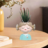 Maxbell Girl Flower Pot Decors Indoor Plants Resin Statue for Office Kitchen Desktop Blue Clothes