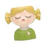 Maxbell Girl Flower Pot Decors Indoor Plants Resin Statue for Office Kitchen Desktop Green Clothes