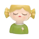 Maxbell Girl Flower Pot Decors Indoor Plants Resin Statue for Office Kitchen Desktop Green Clothes
