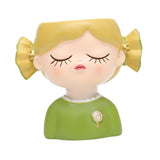 Maxbell Girl Flower Pot Decors Indoor Plants Resin Statue for Office Kitchen Desktop Green Clothes