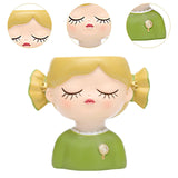 Maxbell Girl Flower Pot Decors Indoor Plants Resin Statue for Office Kitchen Desktop Green Clothes