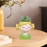 Maxbell Girl Flower Pot Decors Indoor Plants Resin Statue for Office Kitchen Desktop Green Clothes