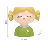 Maxbell Girl Flower Pot Decors Indoor Plants Resin Statue for Office Kitchen Desktop Green Clothes