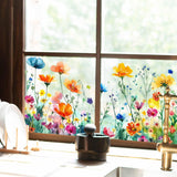 Maxbell Glass Sticker Multi-color Flower Window Cling for Restaurant Festival Office
