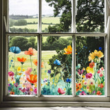 Maxbell Glass Sticker Multi-color Flower Window Cling for Restaurant Festival Office