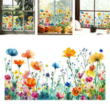 Maxbell Glass Sticker Multi-color Flower Window Cling for Restaurant Festival Office
