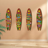 Maxbell 4 Pieces Wooden Surfboard Artwork Wall Decor for Farmhouse Room Party