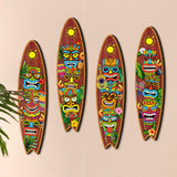 Maxbell 4 Pieces Wooden Surfboard Artwork Wall Decor for Farmhouse Room Party