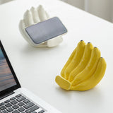 Maxbell Phone Stand Bananas Sculpture Cute Phone Holder for Living Room Wedding Home White