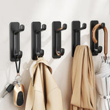 Maxbell 5Pcs Bathroom Wall Mount Hooks Multifunctional for Kitchen Entryway Home Use Black