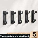 Maxbell 5Pcs Bathroom Wall Mount Hooks Multifunctional for Kitchen Entryway Home Use Black