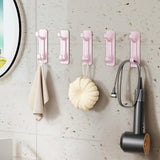 Maxbell 5Pcs Bathroom Wall Mount Hooks Multifunctional for Kitchen Entryway Home Use Pink