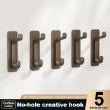 Maxbell 5Pcs Bathroom Wall Mount Hooks Multifunctional for Kitchen Entryway Home Use Brown