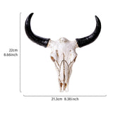 Maxbell Animal Figurine Simulation Horn Cow Skull Wall Sculpture for Living Room