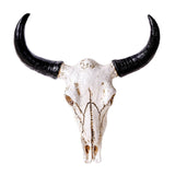 Maxbell Animal Figurine Simulation Horn Cow Skull Wall Sculpture for Living Room