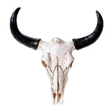 Maxbell Animal Figurine Simulation Horn Cow Skull Wall Sculpture for Living Room