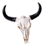 Maxbell Animal Figurine Simulation Horn Cow Skull Wall Sculpture for Living Room