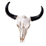 Maxbell Animal Figurine Simulation Horn Cow Skull Wall Sculpture for Living Room