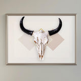 Maxbell Animal Figurine Simulation Horn Cow Skull Wall Sculpture for Living Room