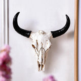 Maxbell Animal Figurine Simulation Horn Cow Skull Wall Sculpture for Living Room